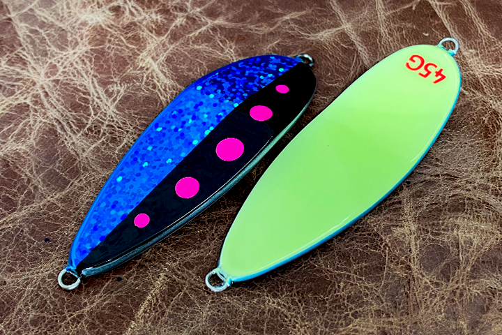 フィッシュバルスプーン バックグロー ハーフブルーブラックピンクドット