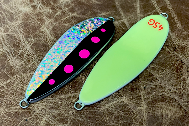 フィッシュバルスプーン バックグロー ハーフブラックピンクドット