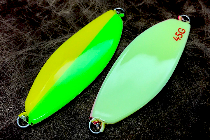 サーモンスプーン65 ホロバブル バックグロー ハーフ イエローチャートグリーン