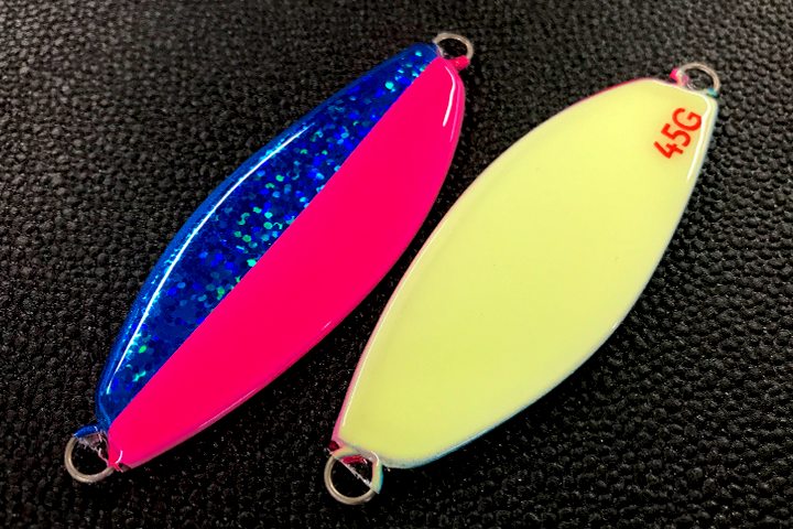 サーモンスプーン65 ホロバブル バックグロー ハーフ ブルーパッションピンク